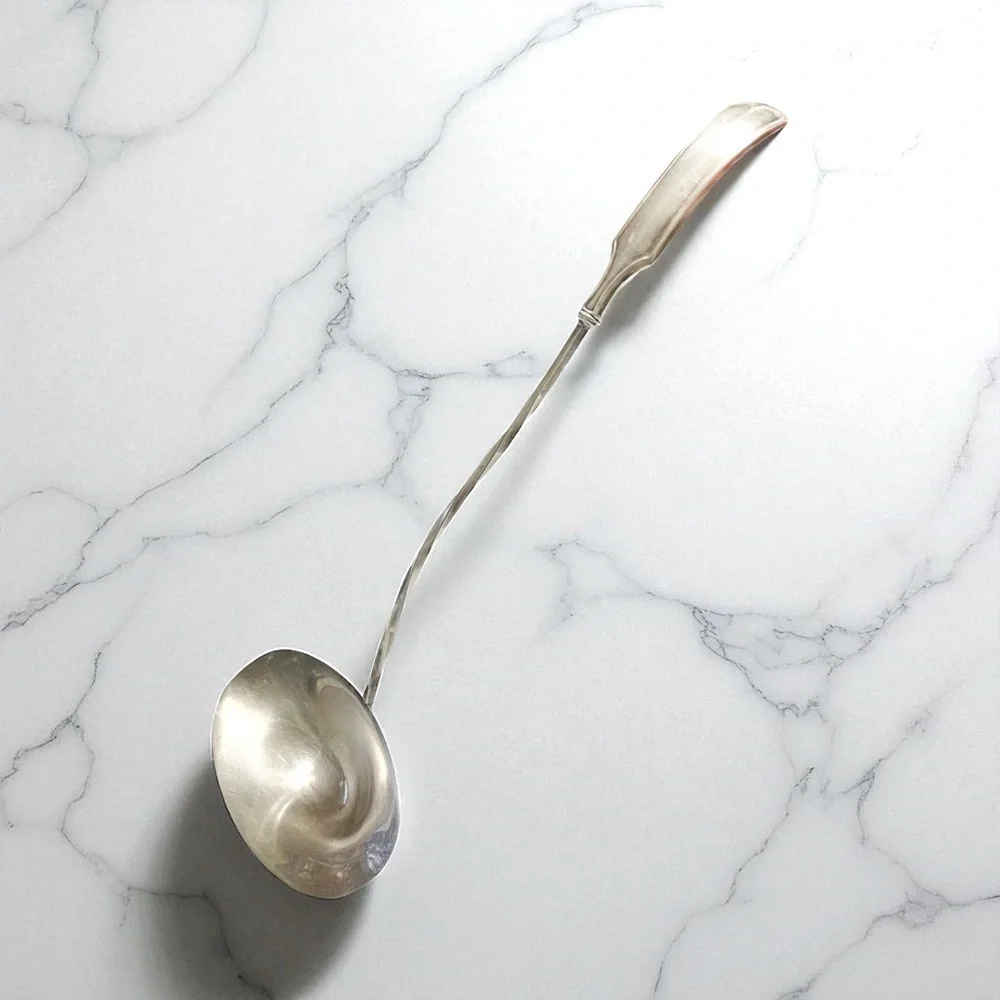 Vintage Silverplate Double Spout Punch Soup Ladle Twisted Handle 16